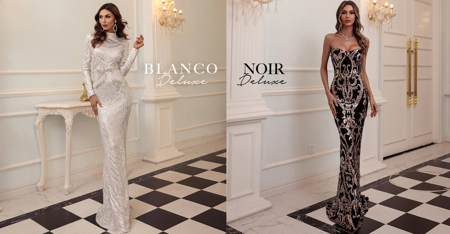Two models promoting our Blanco Deluxe and Noir Deluxe collections